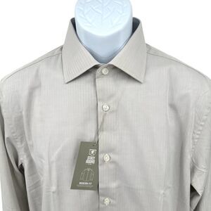 STACY ADAMS Men's Large Modern Fit‎ NWT Silver Gray Long Sleeve Button Up Shirt
